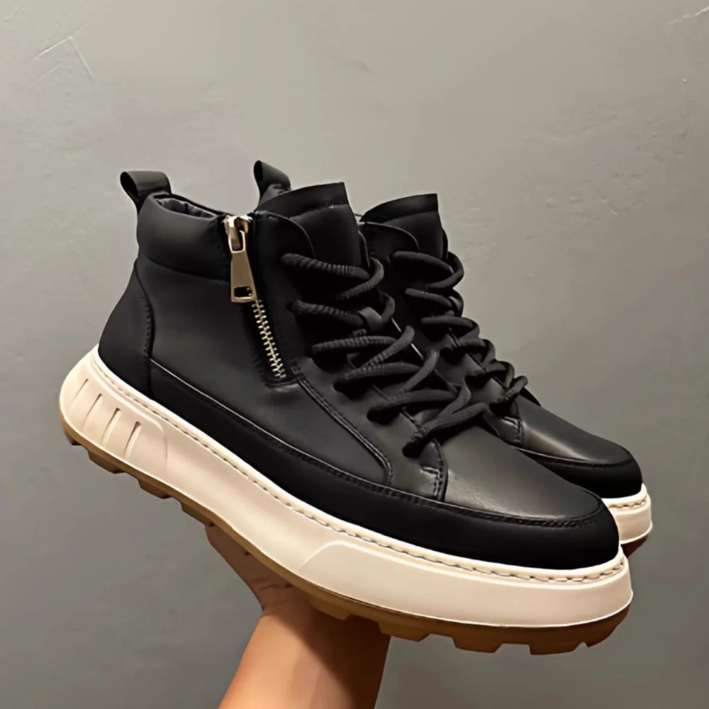 

QHCCID Men's Autumn High-Top Boots British Style Workwear Casual Trendy Versatile Fashionable Shoes