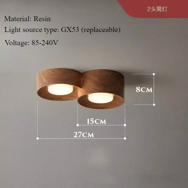 Houten korrelkleur LED-plafondlamp Moderne acryl kleine plafondlamp Keukengang Entree Woonkamer badkamerverlichting