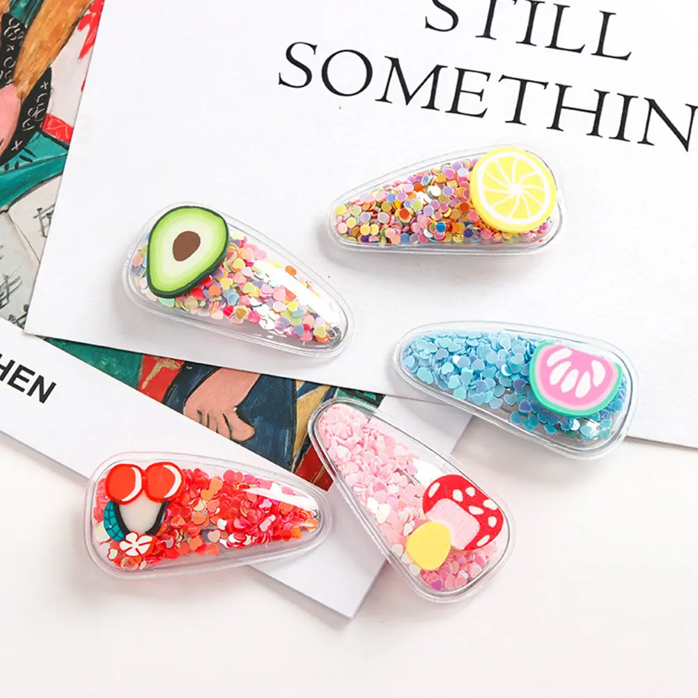 

40Pcs Water Drop Hairpin DIY PVC Quicksand Transparent Hair Clips Refreshing Style Sequin Materials for Headwear Headdress