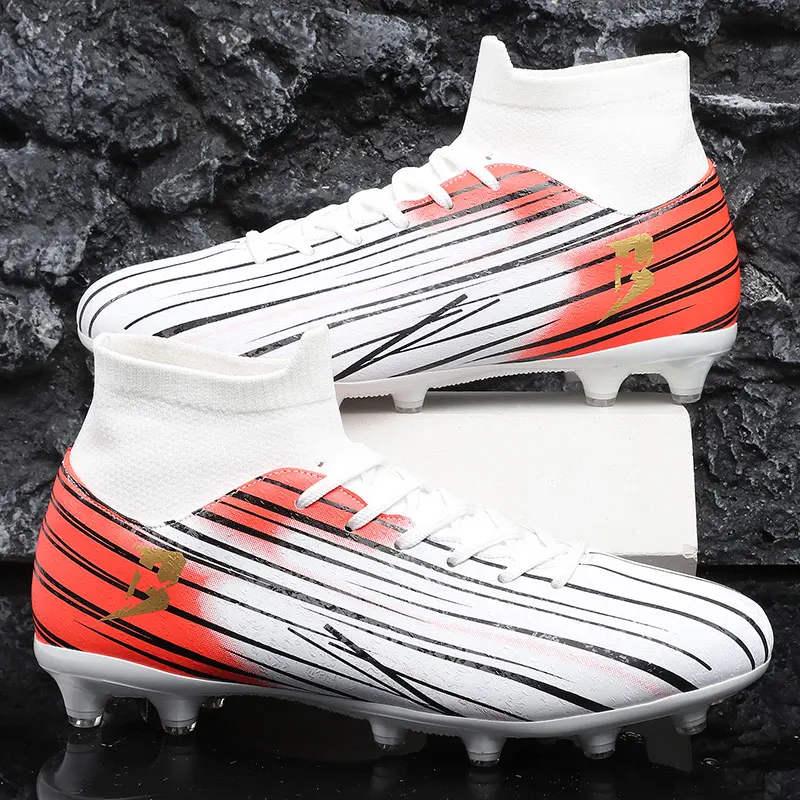 

2024 Men's Soccer Shoes Large Size Ultralight Football Boots Boys Sneakers Non-Slip AG/TF Soccer Cleats Ankle Boots Unisex