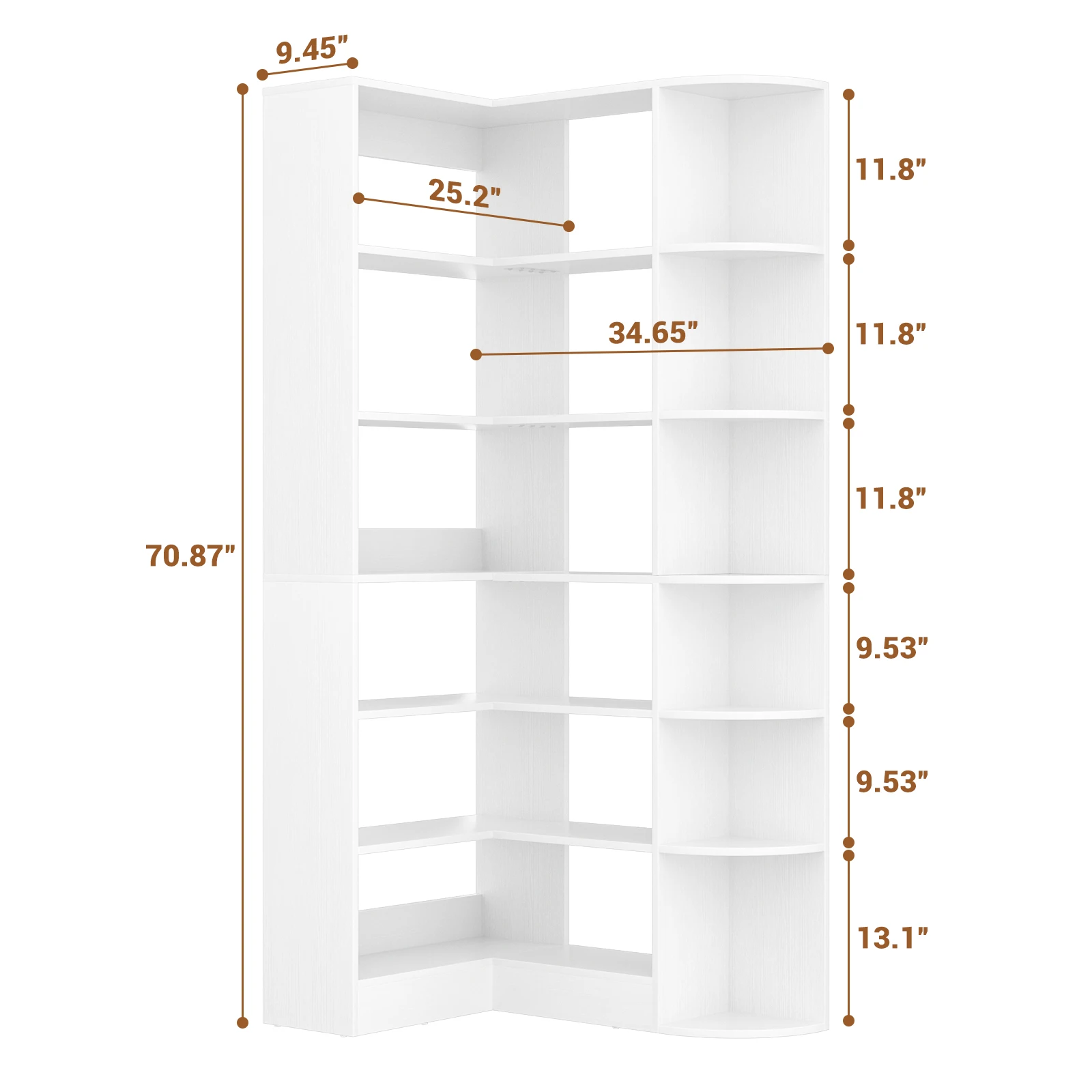 6‑Tier Corner Bookshelf, 71