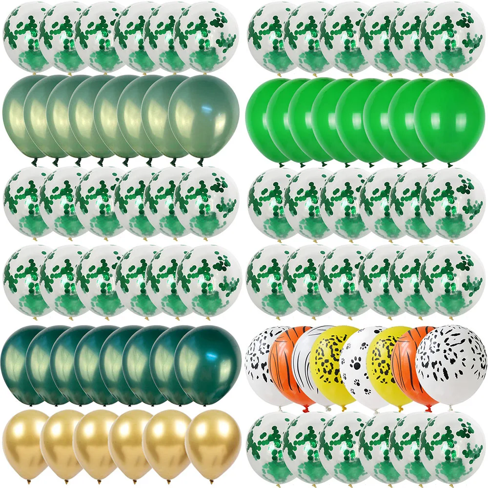 20 sztuk zielone białe złoto konfetti balony lateksowe na motyw Safari w dżungli dinozaur strona dekoracji Woodland dekoracje urodzinowe
