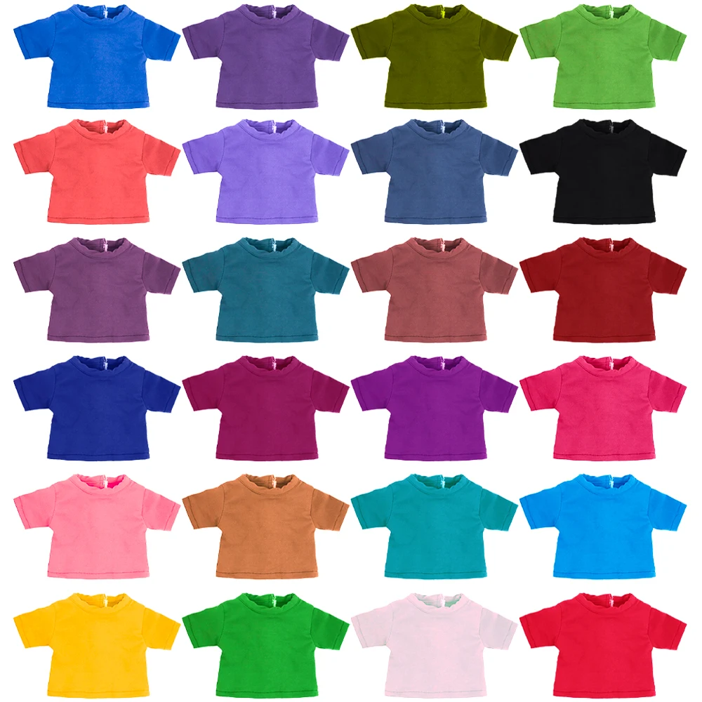 Ropa para muñecas, camiseta de verano de algodón puro de manga corta hecha a mano, ropa de Color sólido para muñecas Reborn de 16 a 18 pulgadas, 43cm, Juguetes DIY