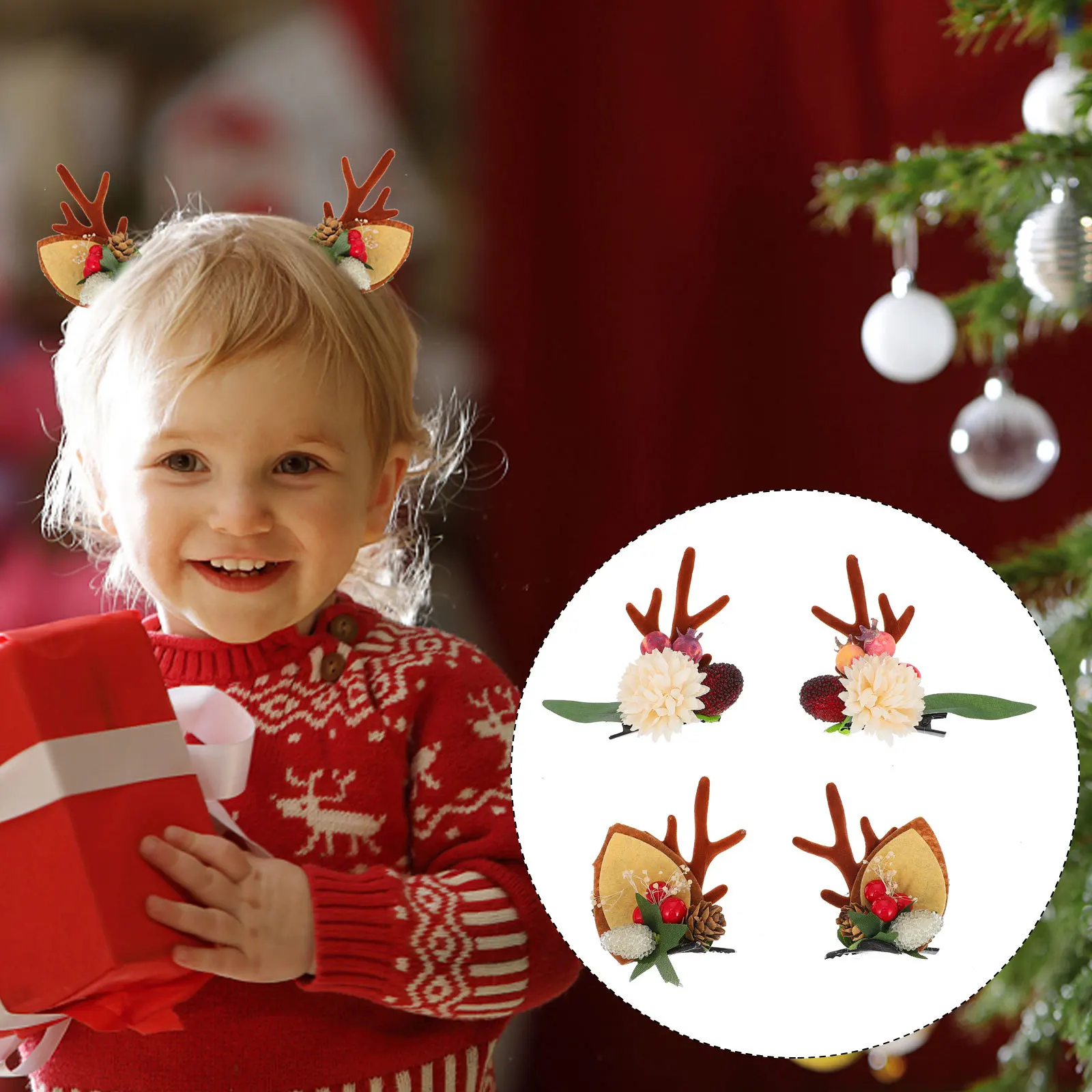 مشابك شعر على شكل قرن الوعل للنساء والفتيات في أعياد الميلاد وحفلات الزفاف وإكسسوارات شعر عيد الميلاد