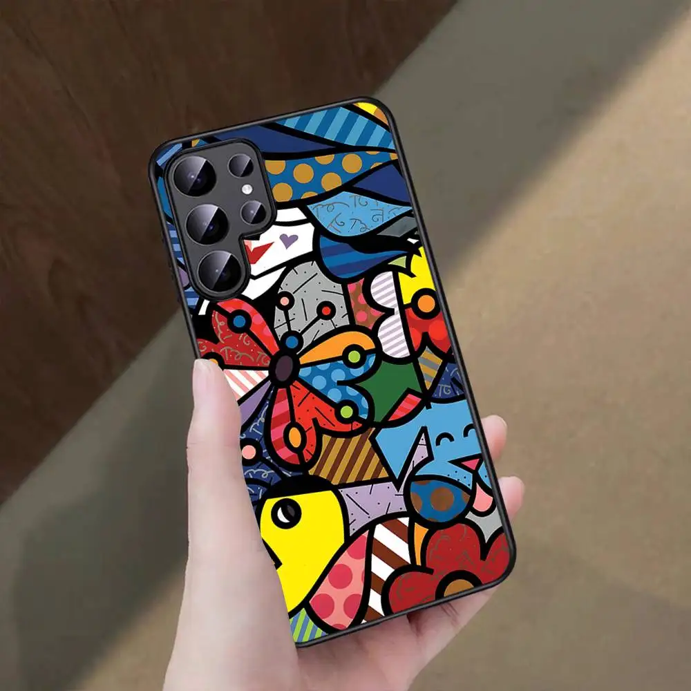 Art R-Romero Britto Phone Case For Samsung S 24 Fe 25 Ultra Plus 20 Lite 21 30 22 23 24 22 Ultra 5G Fundas view 2