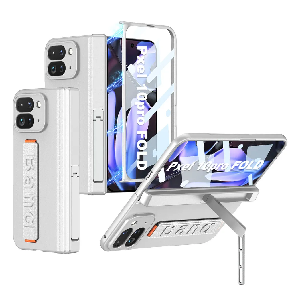 

For Google Pixel 10 Pro Fold 5G Case Stretch Wristband Hinge Bracket With Tempered Film Pen All-inclusive Hard Cover