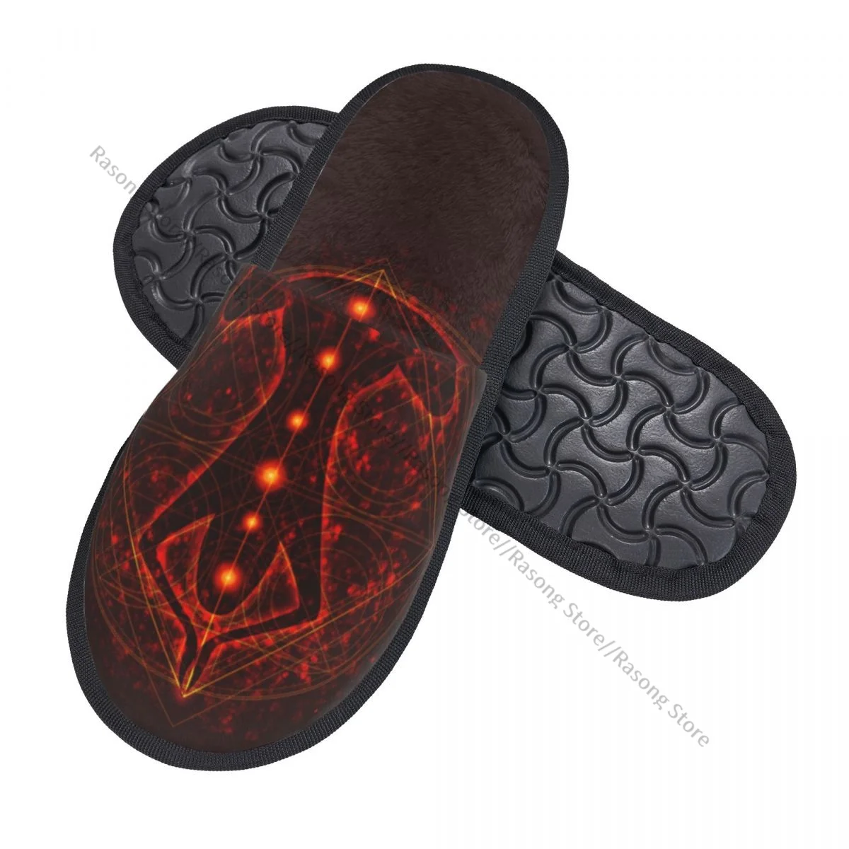 Indoor Sacred Geometry And Space In The Lotus Position Warm Slippers Home Plush Slippers Home Soft Fluffy Slippers