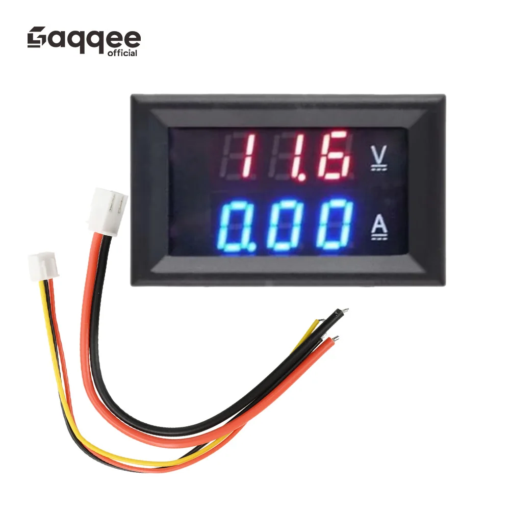Dc 100v 100a led voltímetro digital amperímetro mini multímetro digital azul vermelho led display digital duplo volt medidor