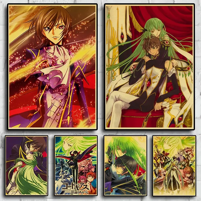 Retro Japanese Anime Code Geass Poster  Kraft Stickers for Home Bar Coffee Shop Decoration  Perfect Gift Mural