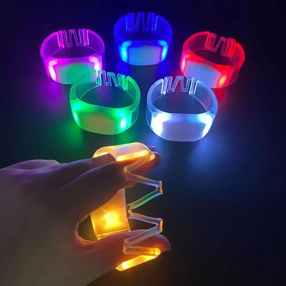 6pcs LED Glow Bracelets Light Up Flashing Bangle Wristbands Glow in The Dark Party Supplies For Concert Party Carnival Gifts