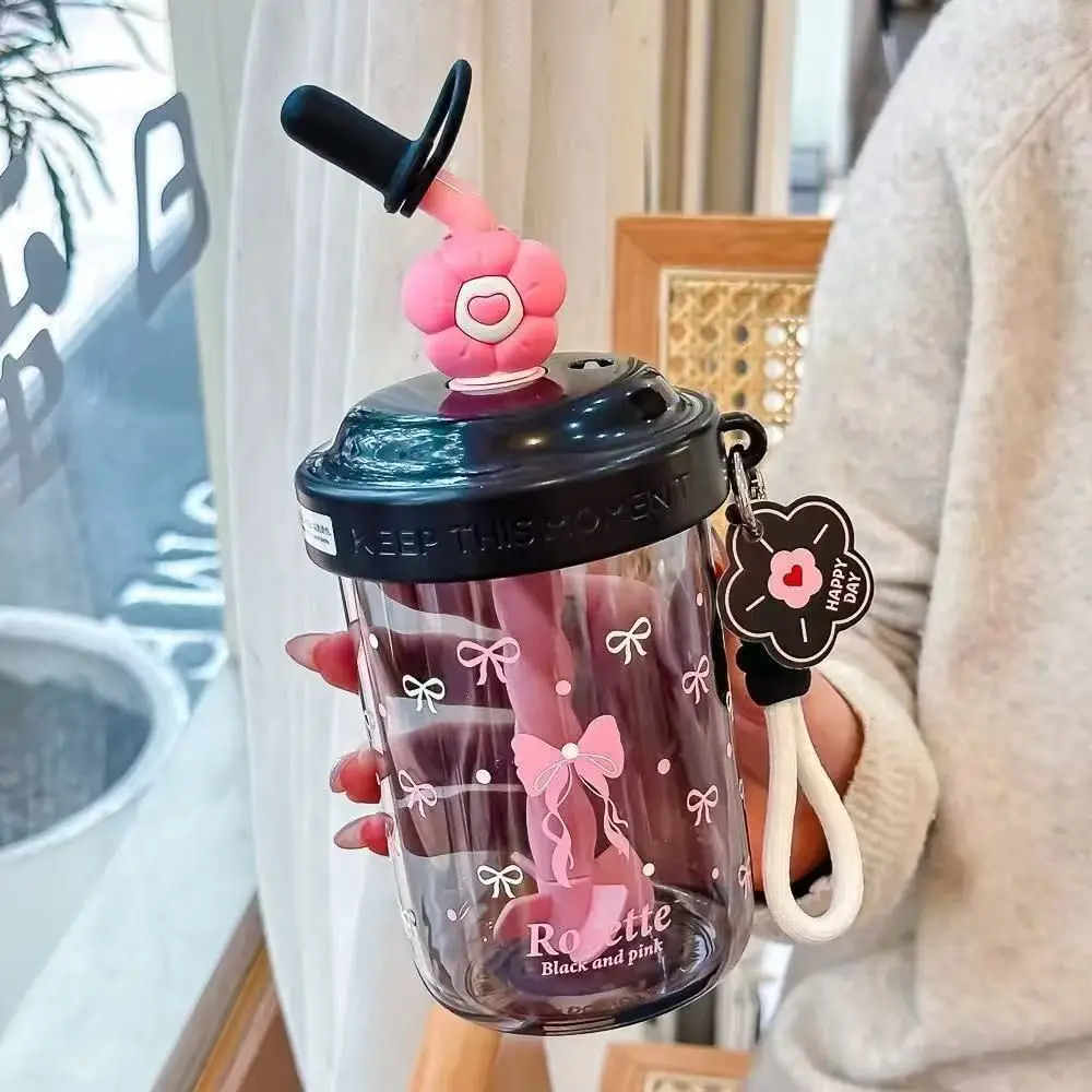 Anti Drop Dust Cap Water Bottle Heat-resistant High-capacity Drinking Cup Cartoon Handheld Tea Kettle Birthday Gift