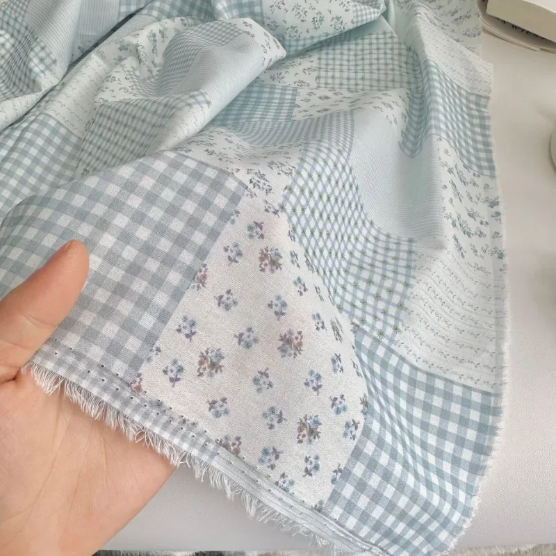 

0.5/1/2 Yard Fresh Simple Style 100% Cotton Fabric Patchwork Floral Print for DIY Clothing,Homewear,Bedding, Tablecloth, Curtain