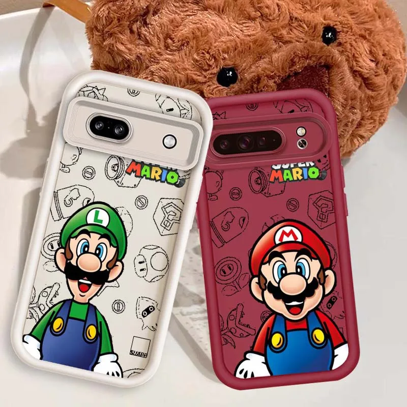 

Cartoon M-Marios Cute Phone Case For Google Pixel 9 8A 8 7 7A Pro XL 5G Eye Ladder Soft TPU Shockproof Cover
