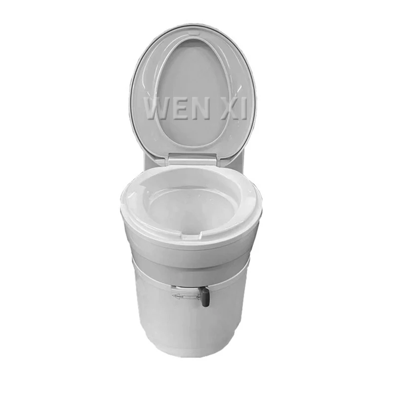 RV Inline Toilet Hand-operated Plastic Portable Camping Outdoor Caravan Toilet PP Material Swivel and Slow Down Toilet