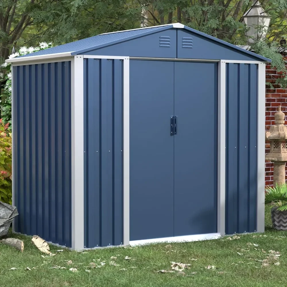 

6.5FT X 4FT Outdoor Storage Shed, Steel Utility Tool Shed Storage House with Sliding Door, Metal Sheds Outdoor Storage