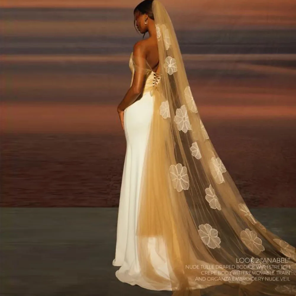 فستان زفاف مخصص بألوان متباينة لحفلات الزفاف قبالة الكتف حورية البحر فيستدوس دي نوفيا مطوي مغرفة العنق ثوب العروس #2