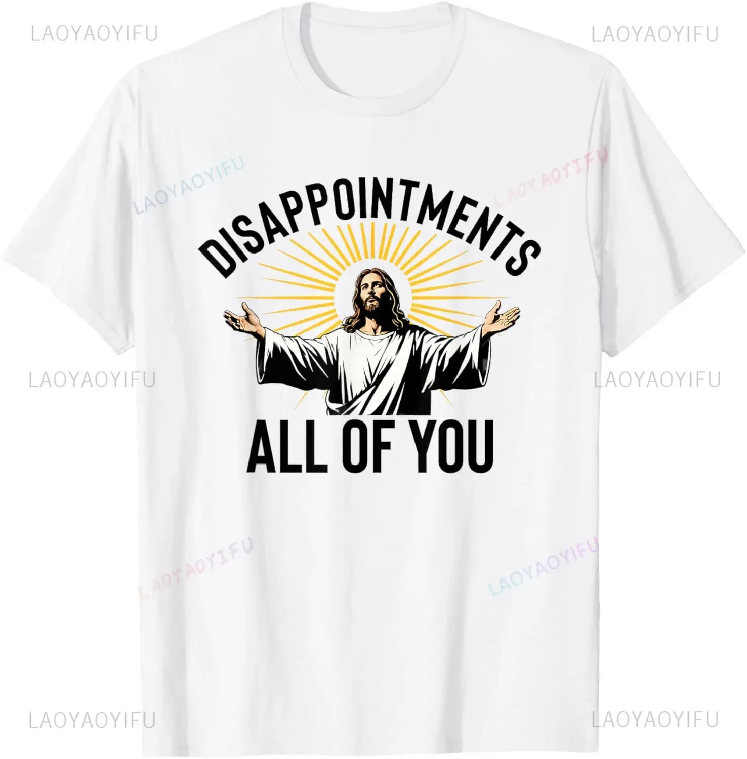 T-shirts graphiques personnalisés pour hommes avec motif humoristique « Déceptions, tous vous ! » Jésus, foi chrétienne, Meme, Streetwear