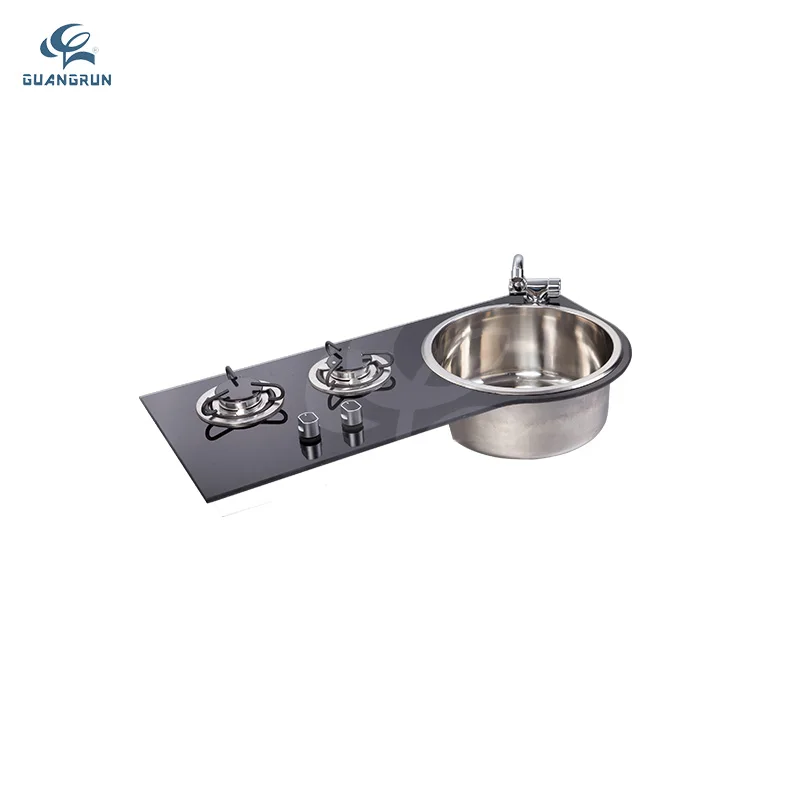 Two-Burner Gas Hob Combination With Stainless Steel Sink For RV Motorhome Caravan Campervan Boat Yacht-790*375*150m