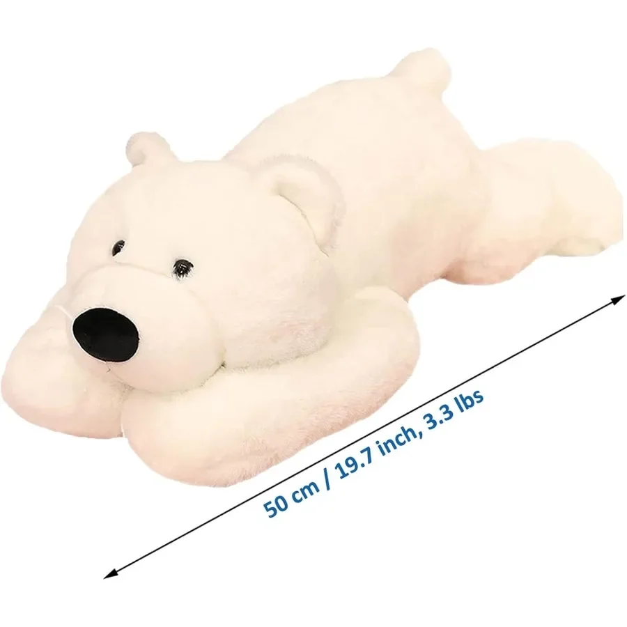 Weighted Stuffed Animal 3.3 lbs White Polar Bear Plush Toy 19.6 inch Throw Pillow Gift for Boys Girls