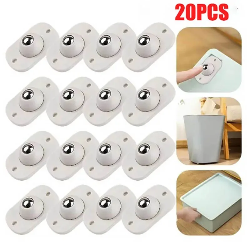 

4-20pcs Self-Adhesive Universal Pulley Rotating Wheels Mini Swivel Casters Wheel For Furniture Storage Box Roller Trash Cabinet
