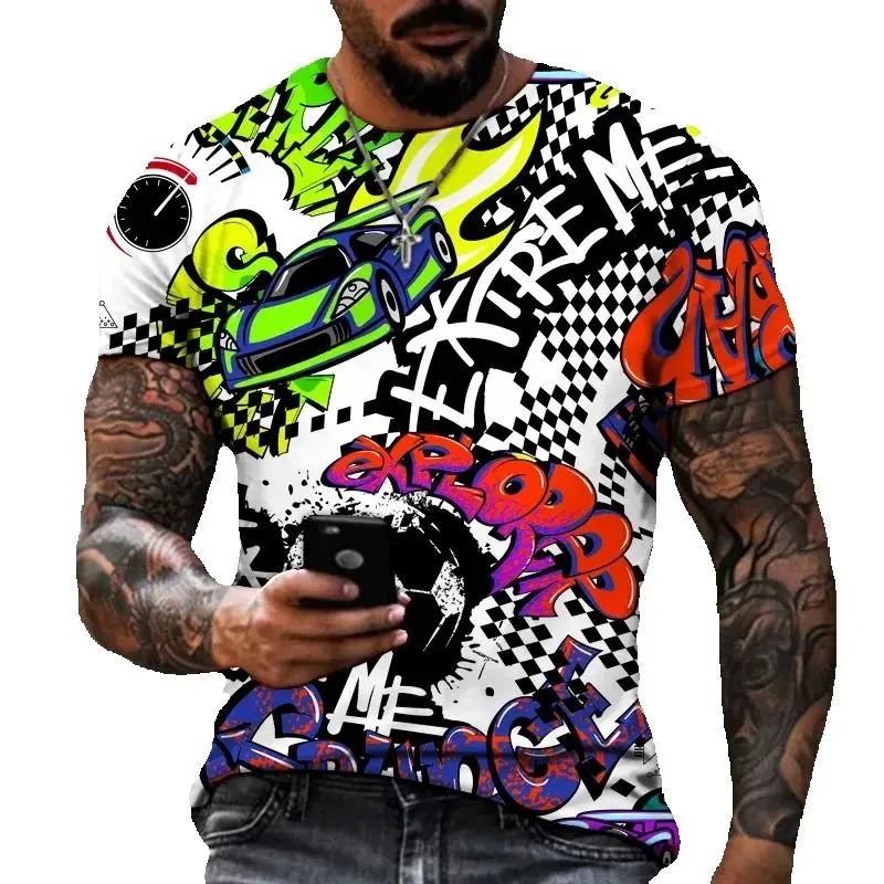 

Summer Fashion Hip Hop Personality Graffiti Men T-shirts New Trend Casual 3D Printed Round Neck Short Sleeve Streetwear Tees Top