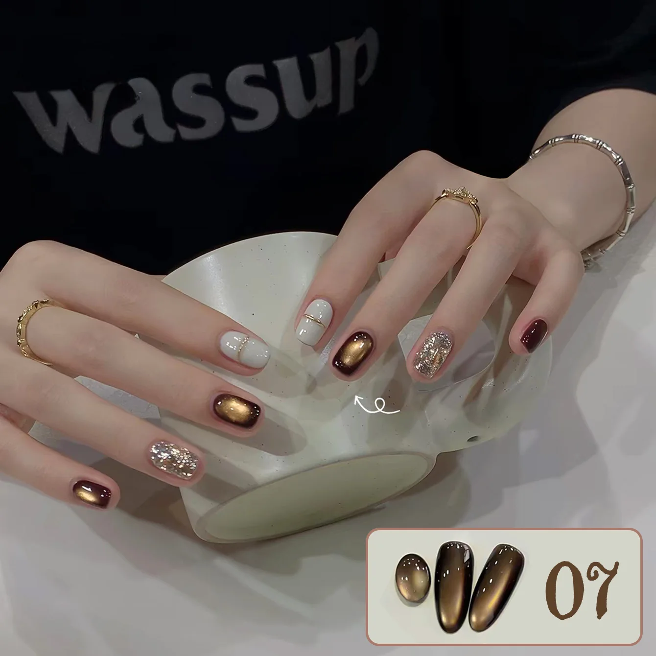 WS 1-9 Stück Herbst Tracking Cat Eye Gel Nagellack 2026 Braun Nagel Maillard Glasperlen Nagellack Herbstnägel – Detail 18