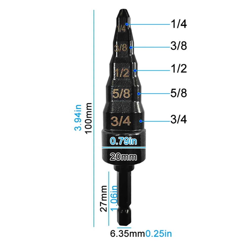 5 In 1 Airconditioner Koperen Pijp Expander Met 1/4 3/8 1/2 5/8 3/4 7/8 inch Bits Swaging Boor Set Voor HVAC Reparatie Expander