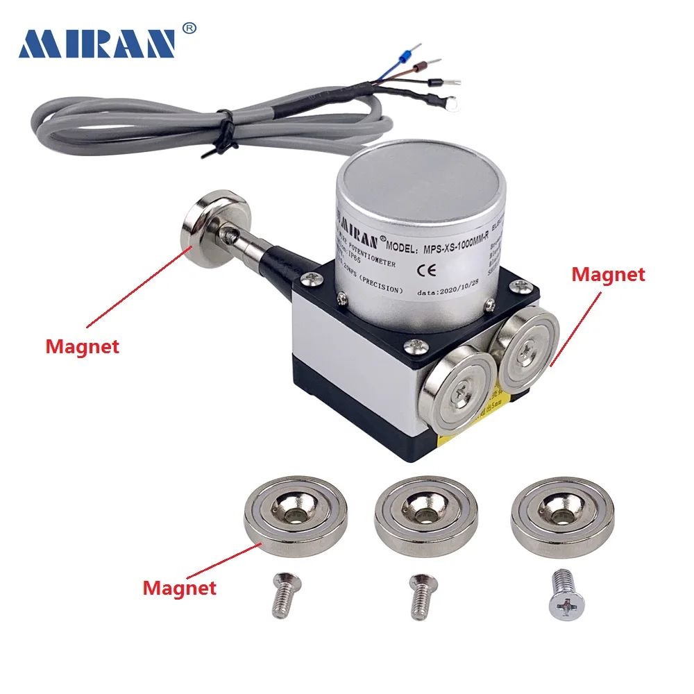 MIRAN No Drilling Magnetic Suction Installation Linear Wire Rope Sensor Wire Rope Potentiometer Transducer MPS-XS-1000mm-R