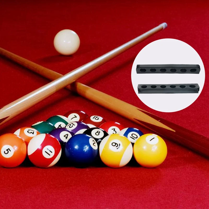 2X 6 Holes Pool Stick Holder Stand Cue Rack Billiard Tool Space Saving Wall Mount Pool Cue Holder