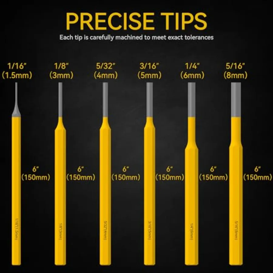 6 قطعة دبوس لكمة مجموعة 1 16 1 8 5 32 3 16 1 4 5 16 أداة الثقيلة لإصلاح الساعات السيارات مجوهرات التطبيقات الحرفية دائم