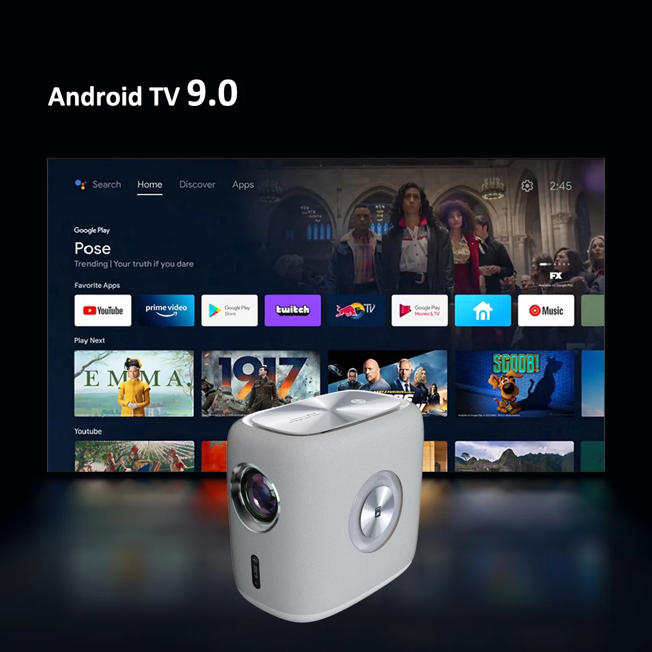 جهاز عرض LOW MOQ Wupro ذكي LCD محمول للسينما المنزلية 2 + 32 جيجابايت 1200 ANSI لومن 4K يدعم جهاز عرض ألعاب الفيديو أندرويد