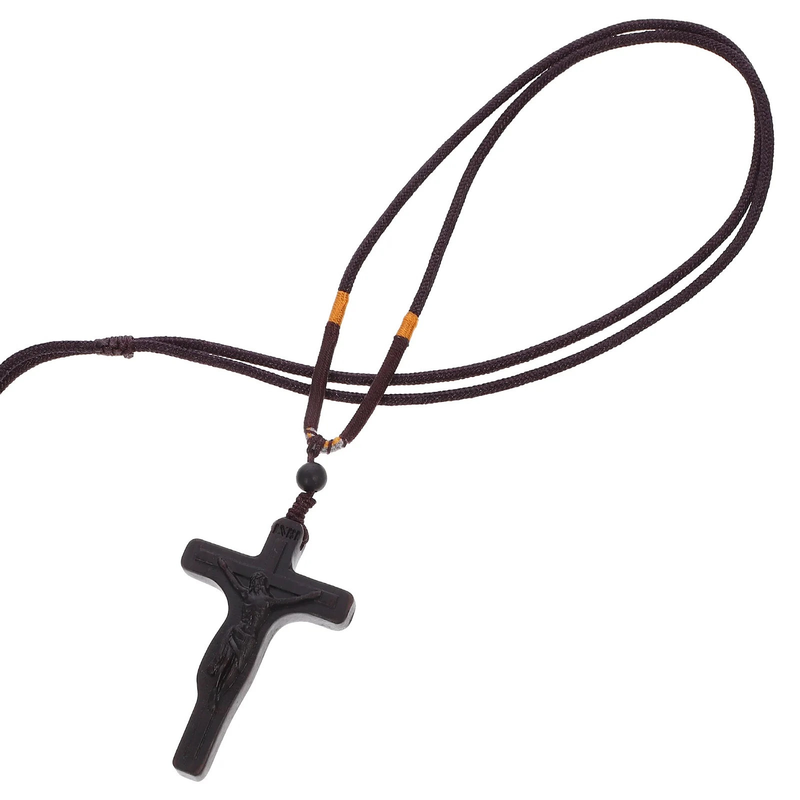 

Hollow Out Wood Pendant Necklace Carved Wooden Pendant For Men Women Compact Decor Desktop Catholic Cross Ornament Festival