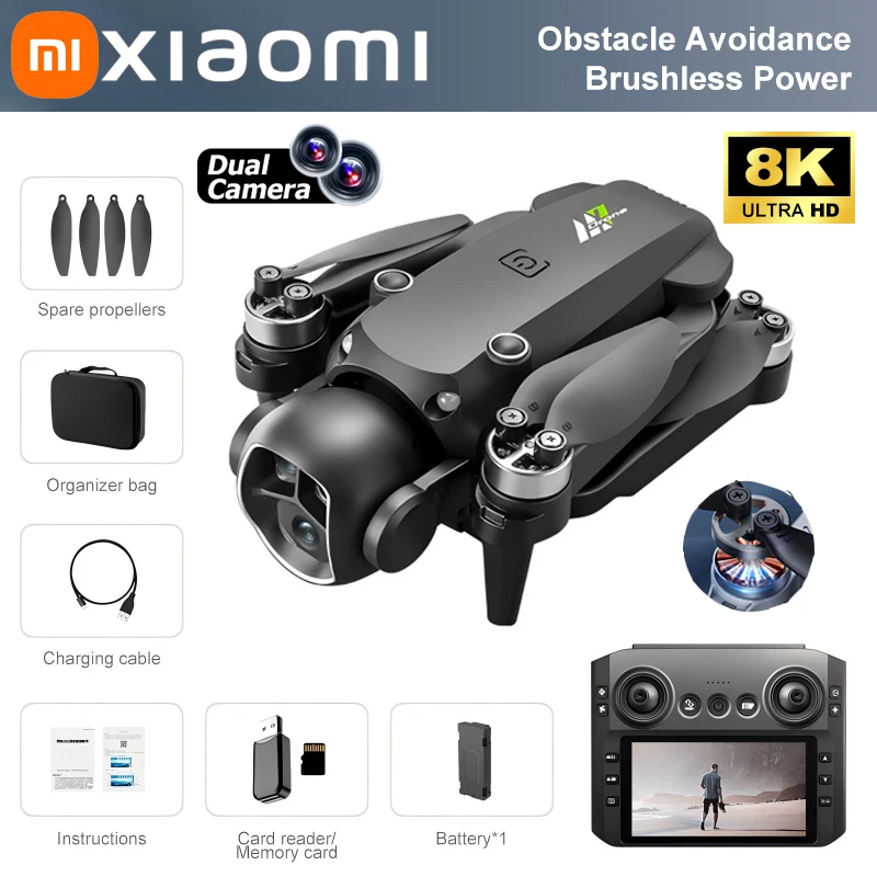 Xiaomi M7 GPS-Drohne 8K Luftbild-HD-Doppelkamera Intelligente Hindernisvermeidung Bürstenloser Motor Fernbedienung mit Bildschirm GPS-Drohne