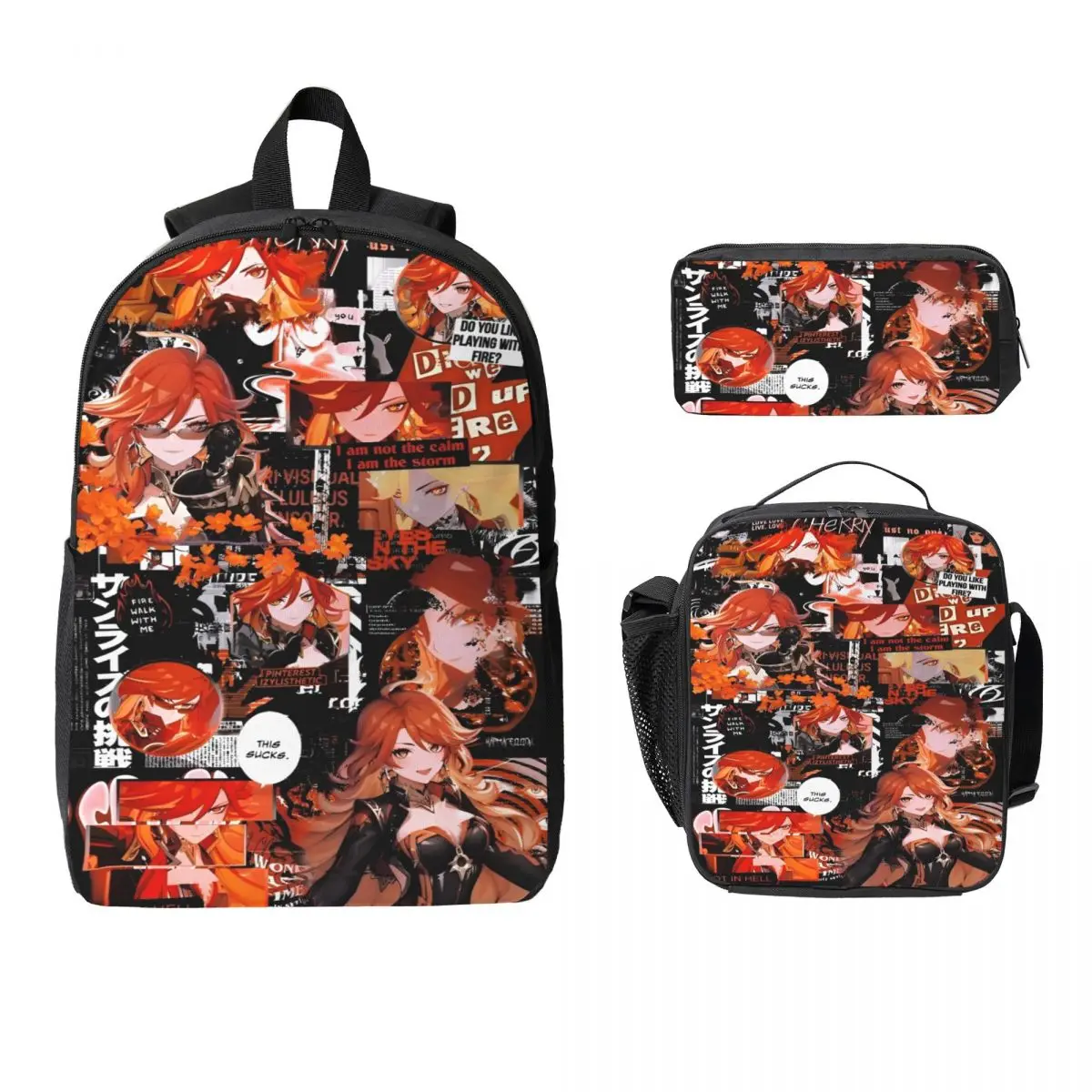 

3 шт., набор рюкзаков Genshin Impact Game Merch для детей, пеналы, наборы сумок для книг с коробкой для завтрака для школьников, рюкзак