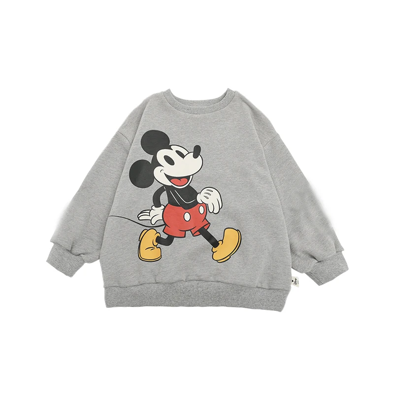 Casual Trendy Hoodies Teen Girls Crew Neck Pullover Shirt Simple Versatile Tops Cotton Printed Sweatshirts Disney Brand Clothing