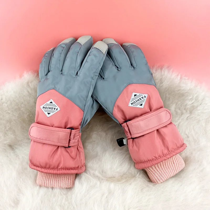Women's Winter Skiing Gloves plus Velvet Warm Touchscreen Cotton Anti-Wind Water Resistant Cycling Driving Gloves HX-02