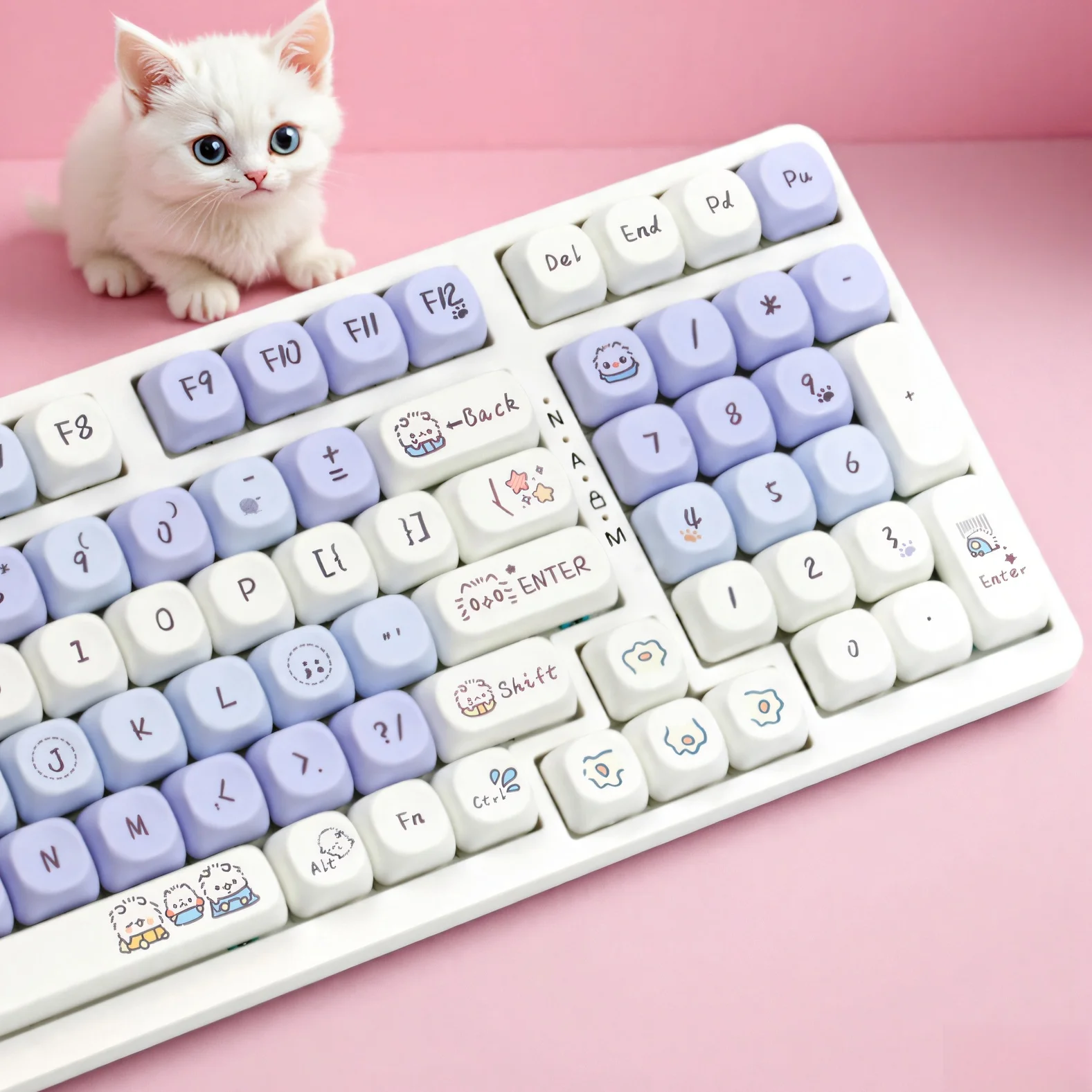 Cat mechanical keyboard keycaps, with cartoon design, durable keyboard accessory, suitable for all mechanical keyboards