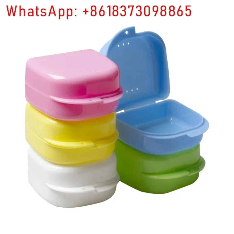 50pcs Lagre Orthodontic Retainer Box Plastic Braces Retainer Case Denture Box False Teeth Protective Case