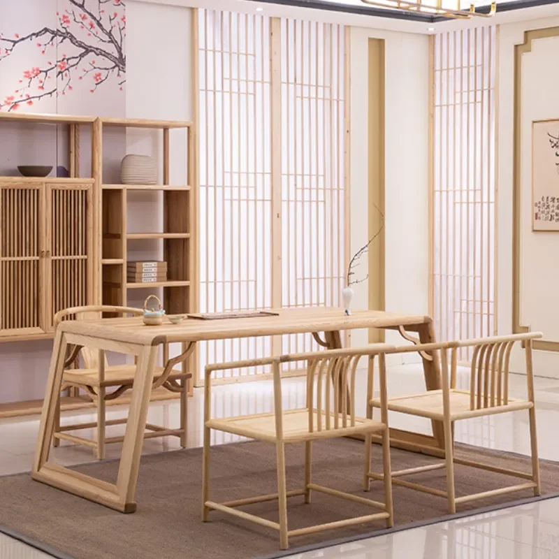 for All Solid Wood Desk Painting Case Calligraphy Table New Chinese Zen Furniture Ash Wood Simple Desk Combination