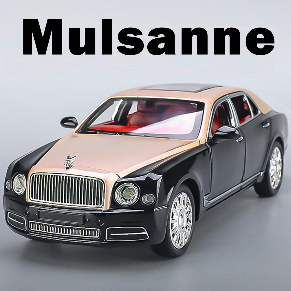 Modèle de voiture Mulsanne Continental GT 1:24, jouet en alliage moulé sous pression, 6 portes ouvertes, son et lumière, modèles miniatures, cadeau de noël