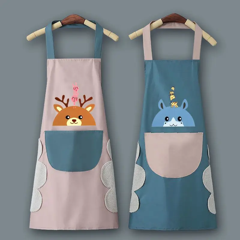 

Japanese apron kitchen household waterproof and oil-resistant cooking clothing can be wiped with hand work clothes for women
