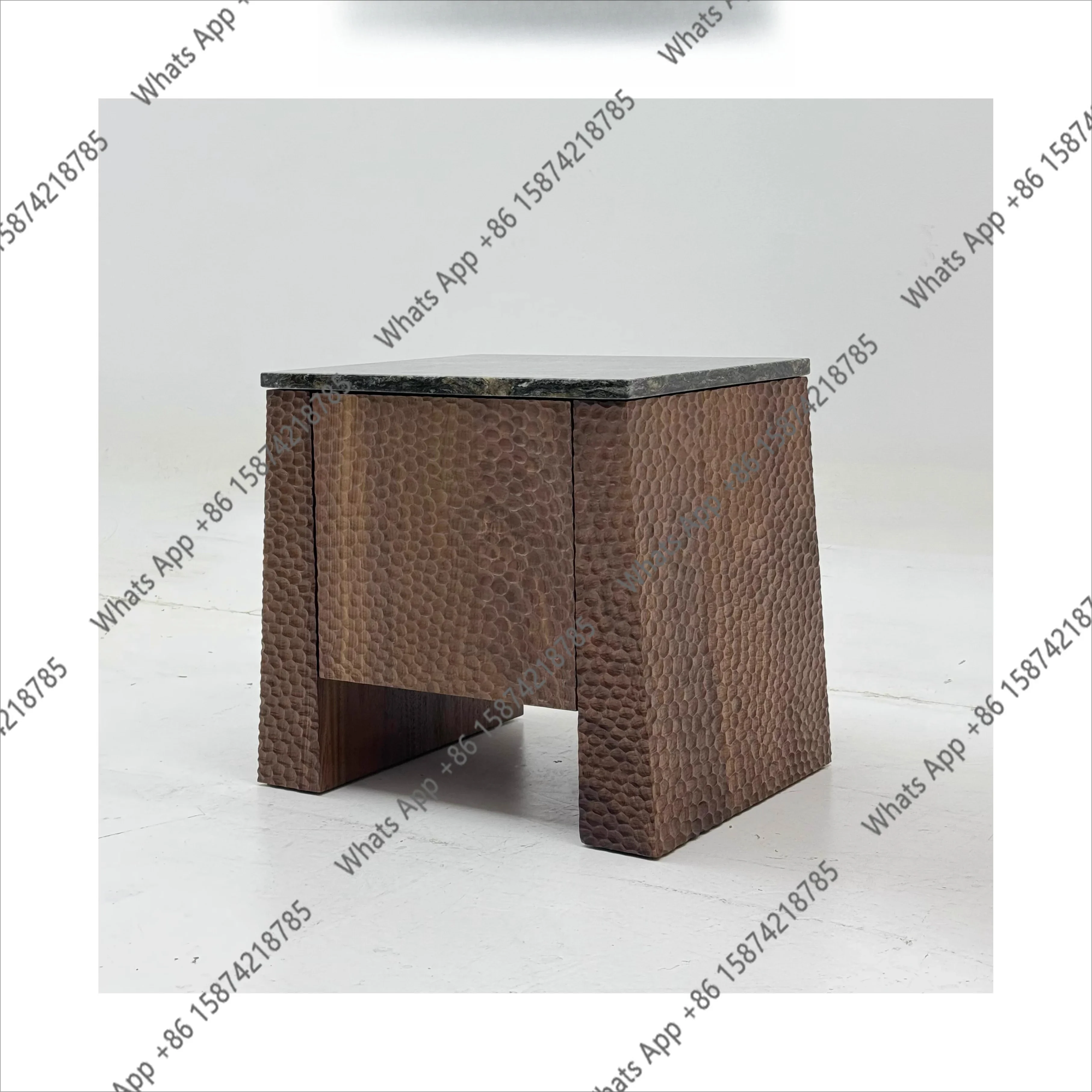 30 Wabi Sand Wind Designer Solid Wood Hammer Marble Living Room Home Medieval Square Bedside Table American Simple French