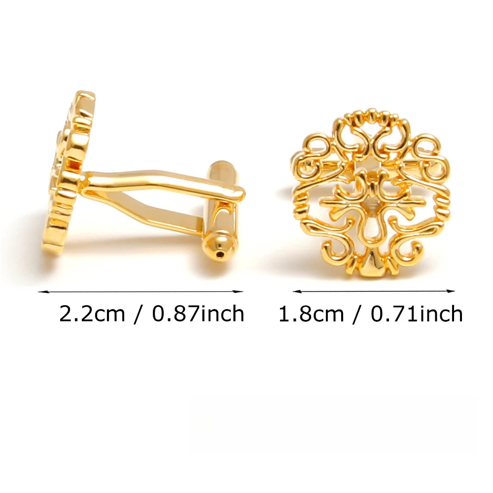 Golden Hollow Carved Cufflinks Retro Court Style Men's Business Banquet Formal Sleeve Accessories