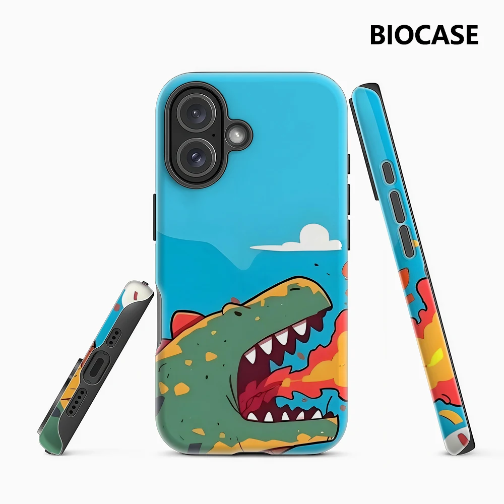 Capa de Celular Dino Fire Roar Magnética para iPhone 17 16 15 14 13 Pro Max Plus, Capa Resistente de Camada Única ou Dupla