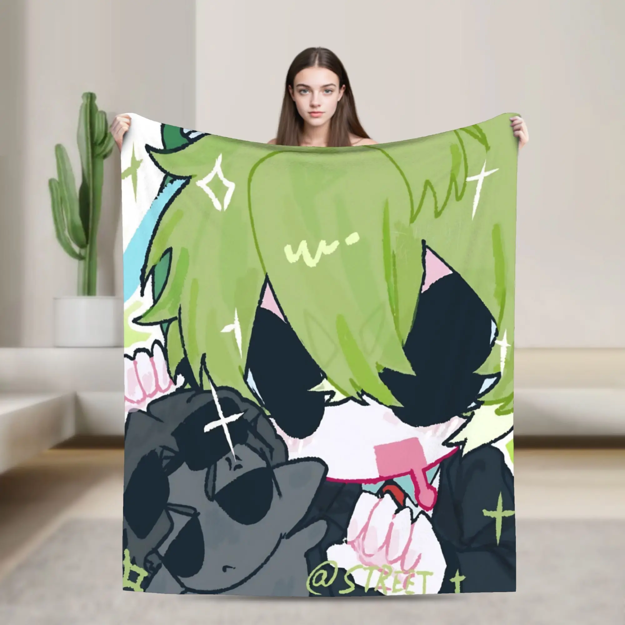 Kawaii Froggydude MCYT Game Plush Blanket  Awesome Throw Blankets for Home 150*125cm Plush Thin Quilt