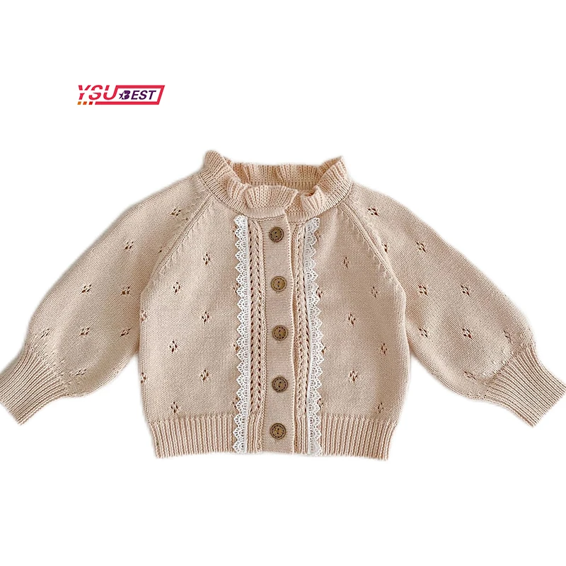 

Baby Sweater Cardigans Autumn Newborn Girls Coat Baby Knitwear Lace Cardigan Long-sleeve Hollow Out A Row Buttons Baby Jacket