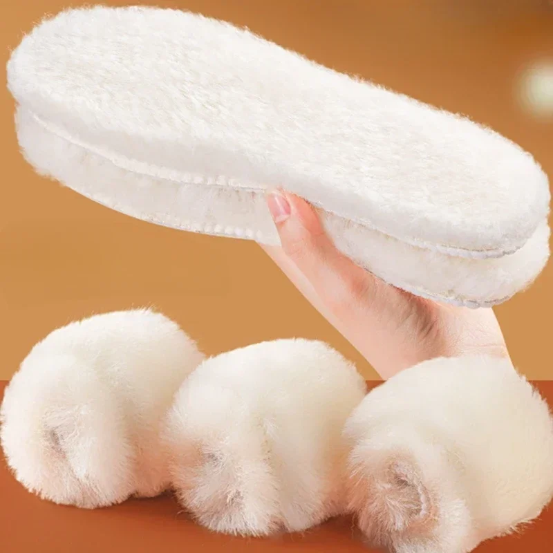 Unisex Winter Australia Sheepskin Insoles Natural Real Fur Wool Cashmere Snow Boots Shoe Pad Children Wool Insoles Warm Shoes