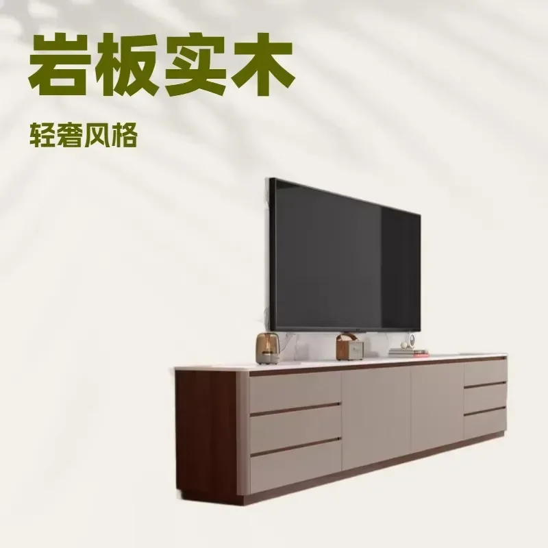 Slate TV Cabinet 60cm High Floor Standing Solid Wood Media Console for Living Room Bedroom with Integrated Storage Locker