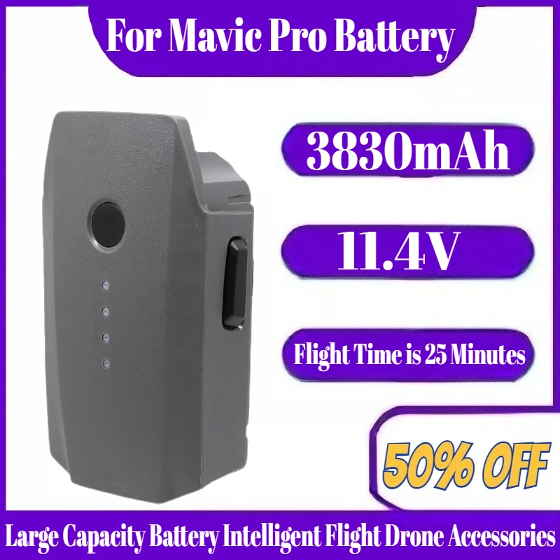 

11.4V 3830mAh For Mavic Pro Battery Large Capacity Battery Intelligent Flight Drone Accessories Flight Time is 25 Minutes