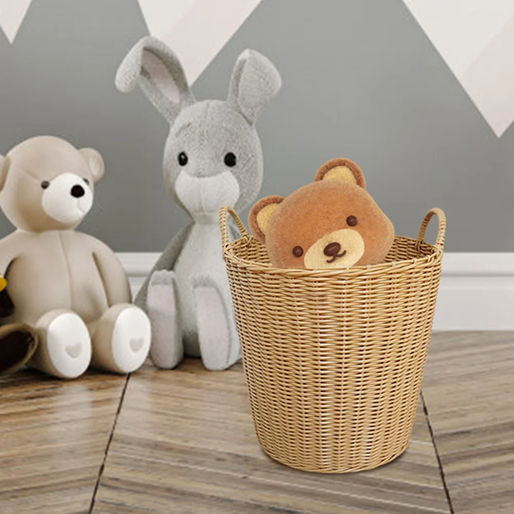 

Diaper Basket Multi-Purpose Laundry Foldable Storage Supplies Portable Imitation Rattan Bathroom Woven Container Child